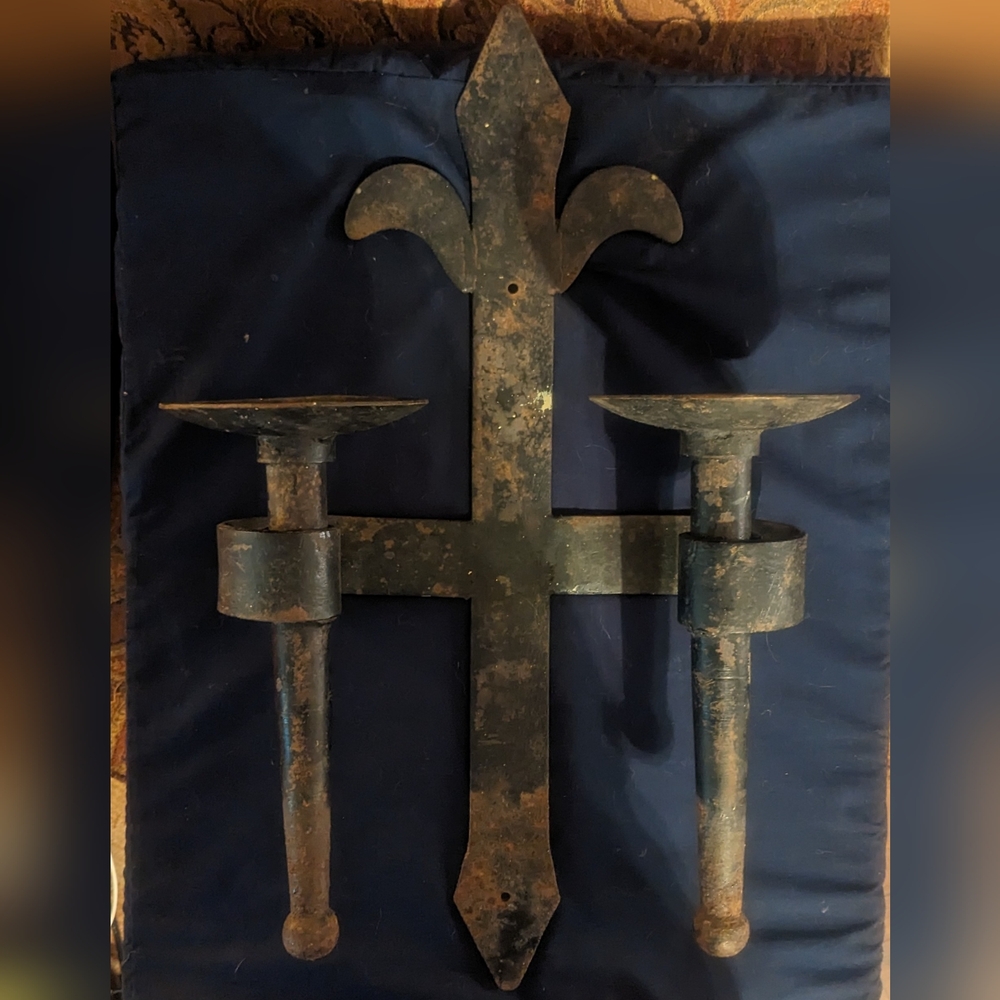 Rustic Metal Wall Sconce Candle Holder